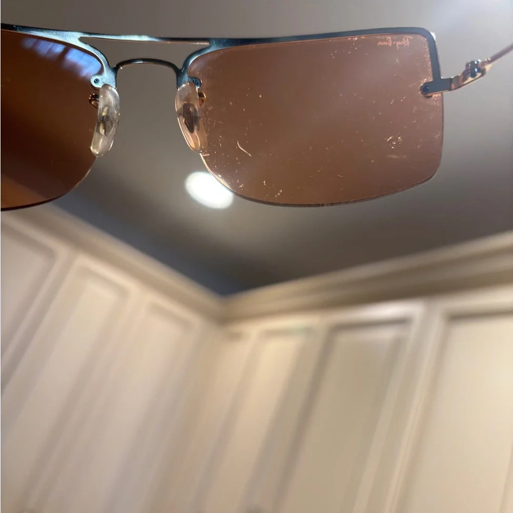 RAY-BAN Vintage Square RB3158 Unisex Orange Tinted Sunglasses - Picture 3 of 16